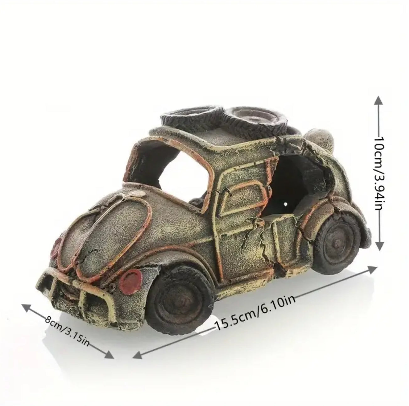 Vintage Camper Deko-Auto fürs Aquarium – Handbemaltes Resin-Ornamen