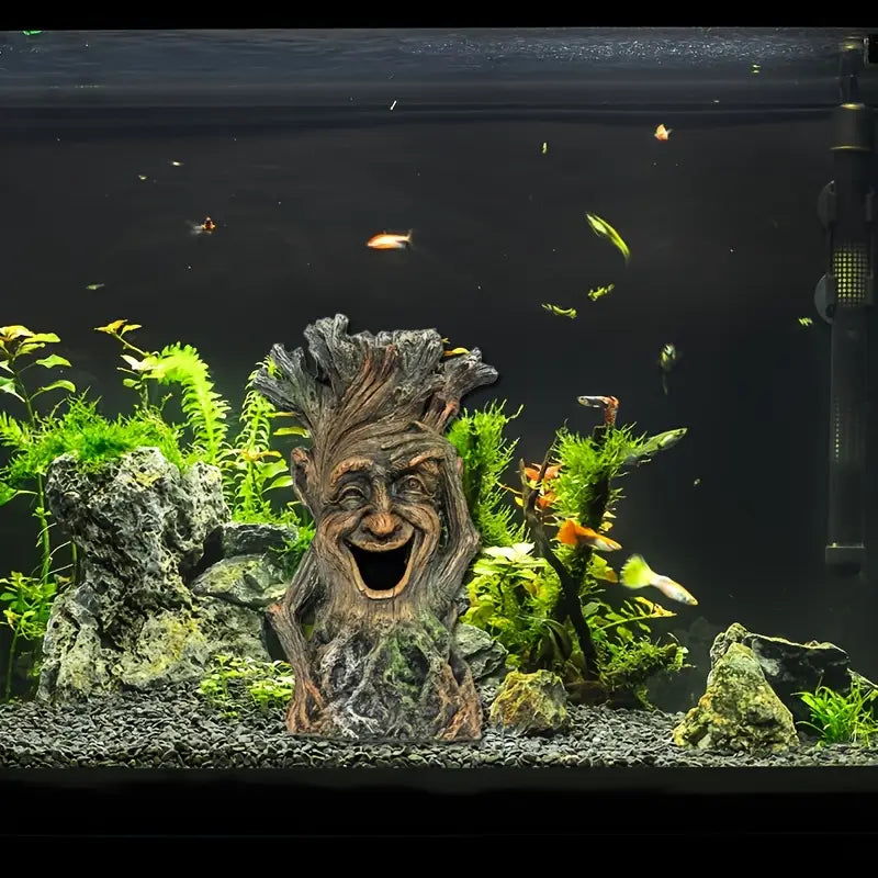 Baumharz-Dekofigur fürs Aquarium – lustiges Baumgesicht (NEU)