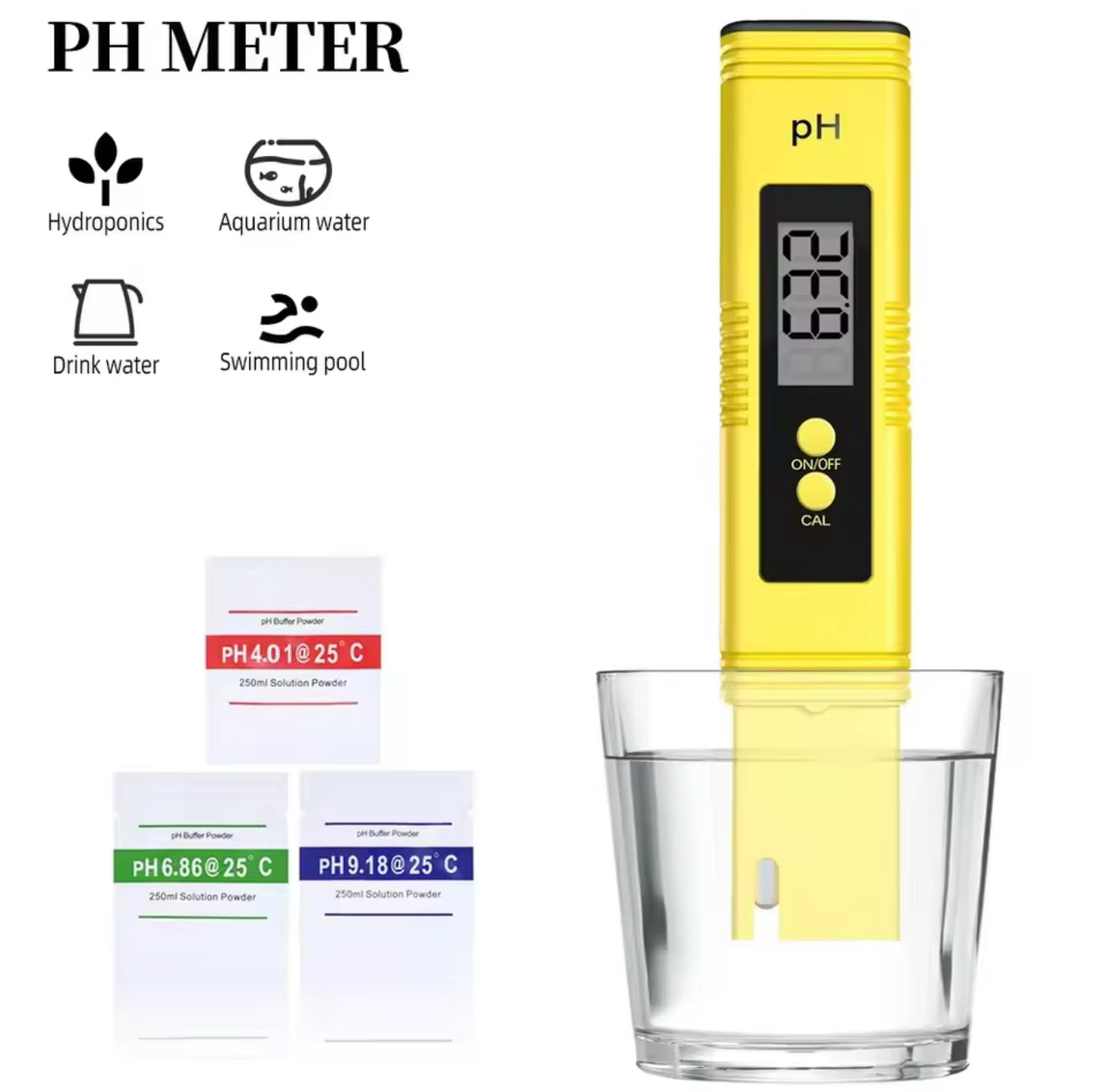 Digitaler pH-Wert Tester (blau oder gelb) – Tragbares Messgerät für Wasseranalysen