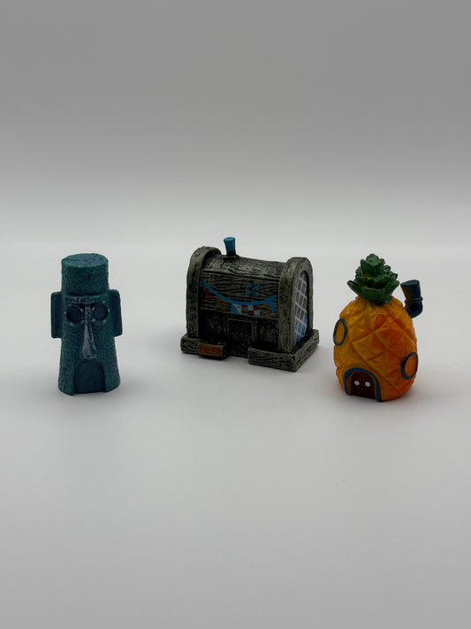 Mini Cartoon-Häuser 3er-Set – Aquarium Dekoration im lustigen Stil