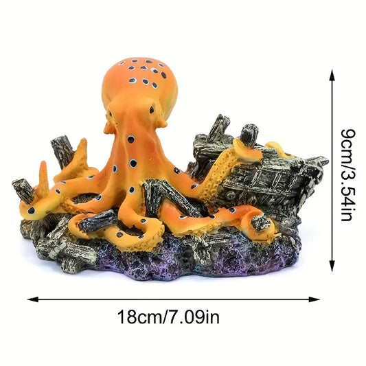 🐙 Aquarium-Deko "Krakenstatue" – Auffälliges Harz-Ornament für Aquarium &amp; Terrarium